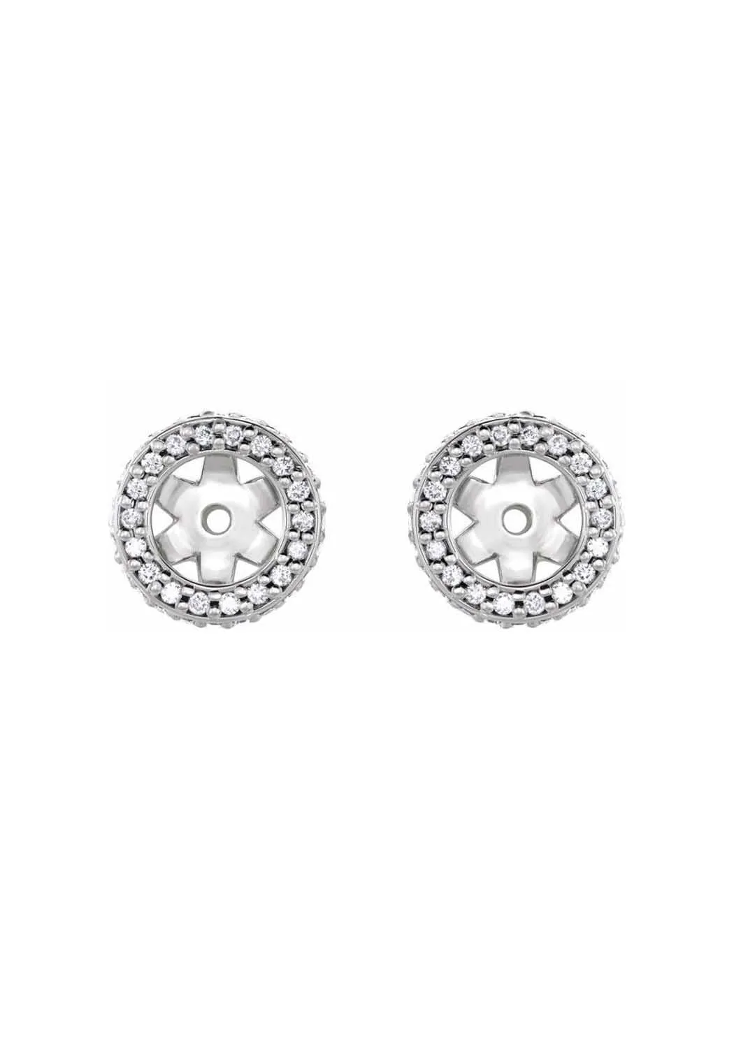 14K White Gold Halo Diamond Earring Jackets