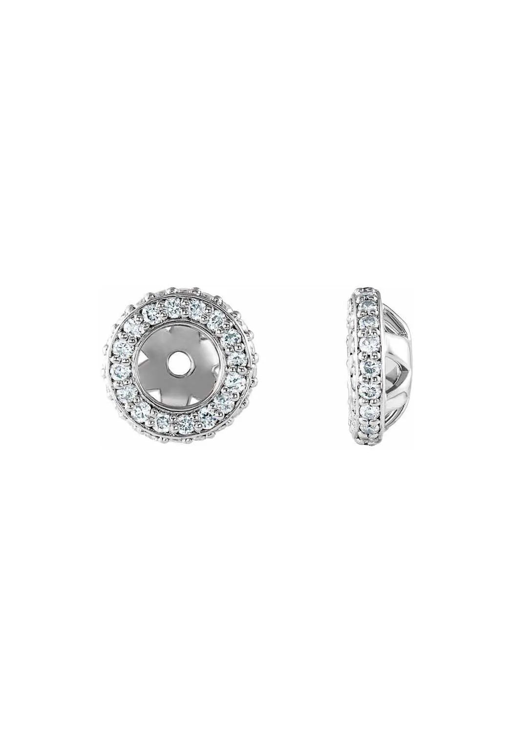 14K White Gold Halo Diamond Earring Jackets