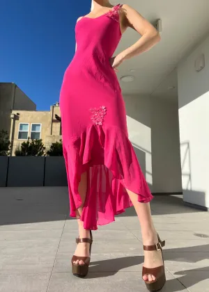 90's Hot Pink Mermaid Gown (M)