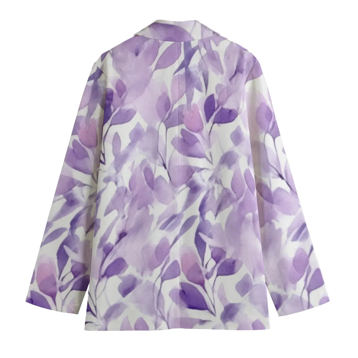 All-Over Print Women's Leisure Blazer | 245GSM Cotton, purple flowers