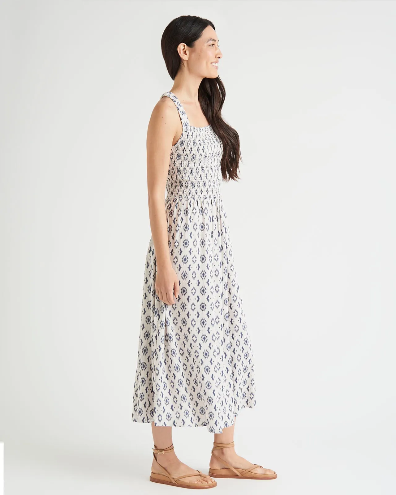 Arielle Geometric Smocked Dress