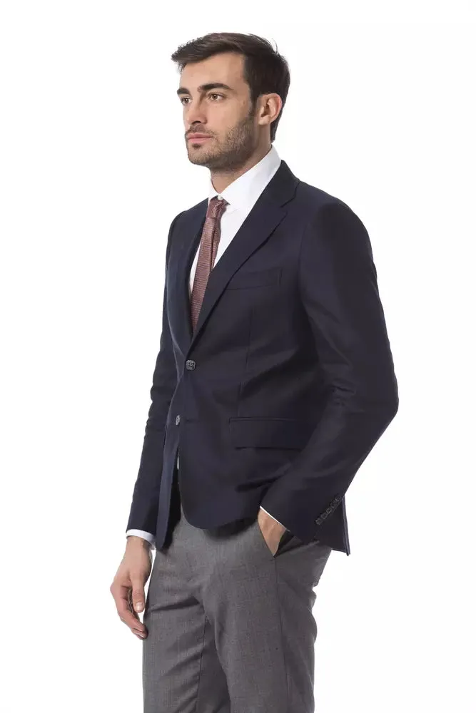 Billionaire Italian Couture Blue Wool Men Blazer