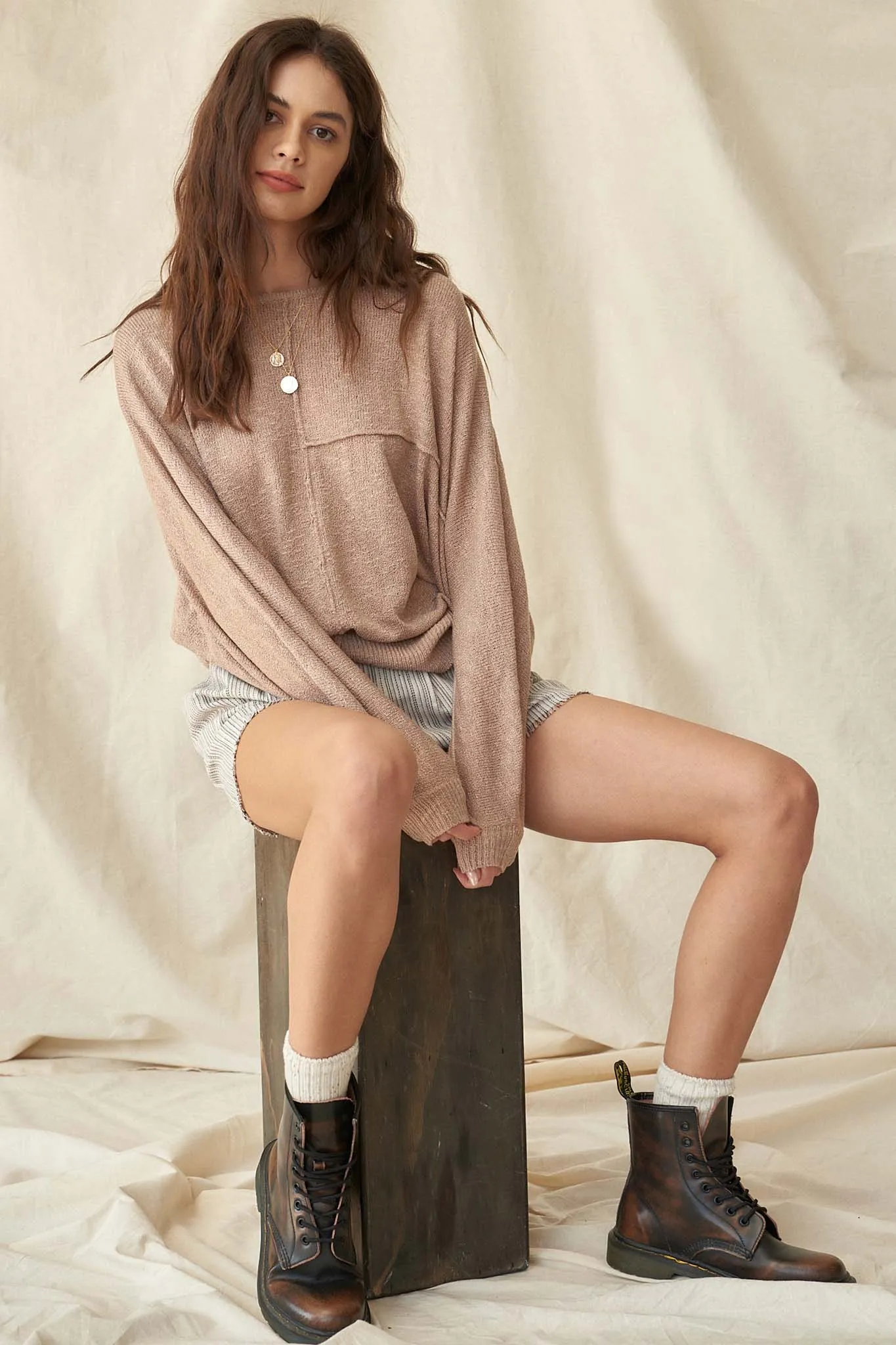 Body and Soul Exposed-Seam Dolman Sweater