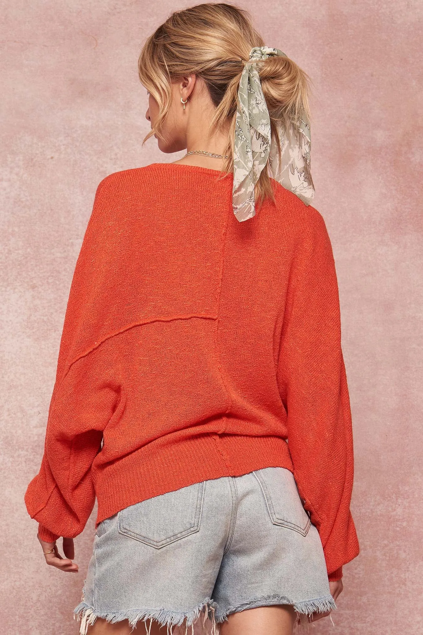 Body and Soul Exposed-Seam Dolman Sweater