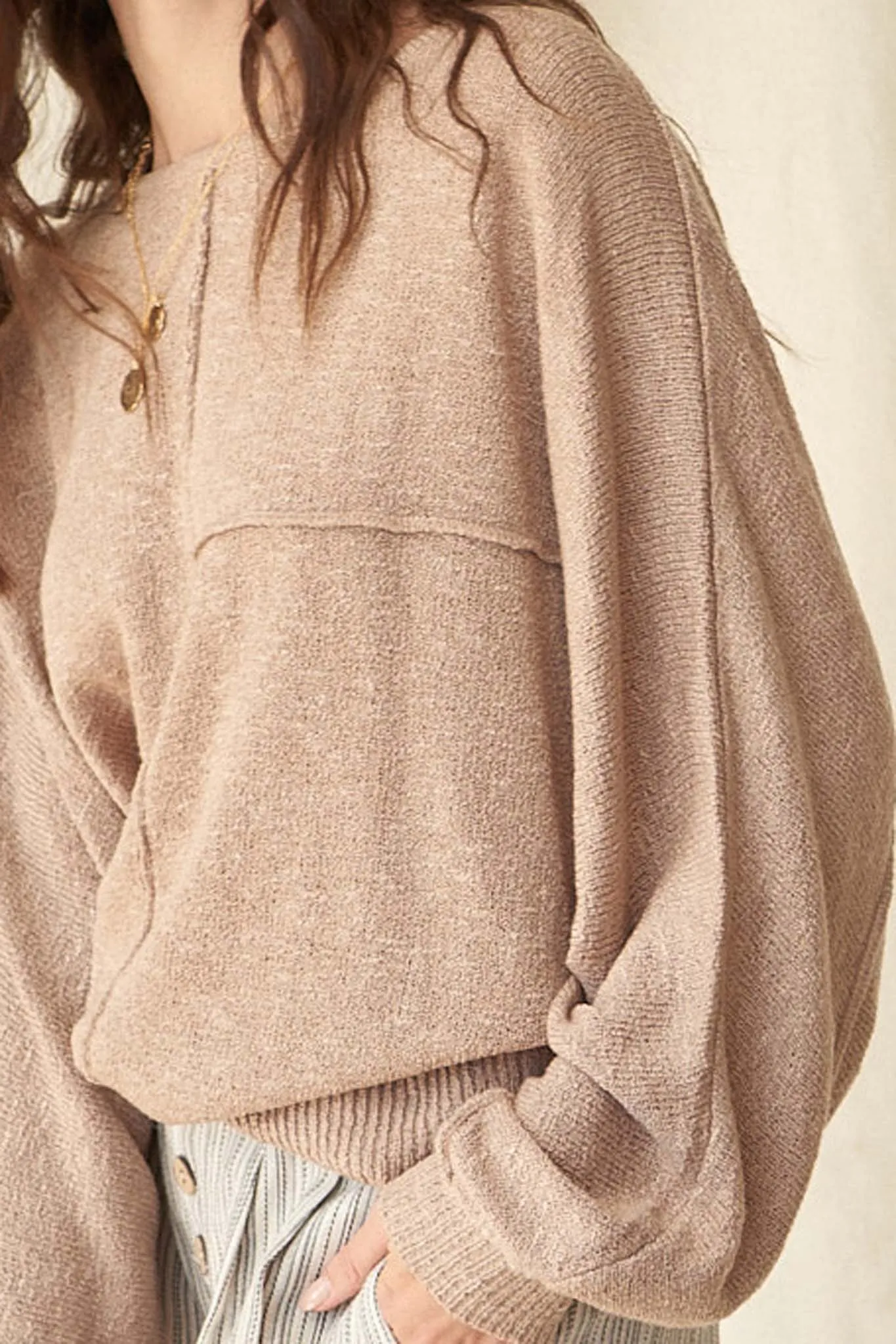 Body and Soul Exposed-Seam Dolman Sweater