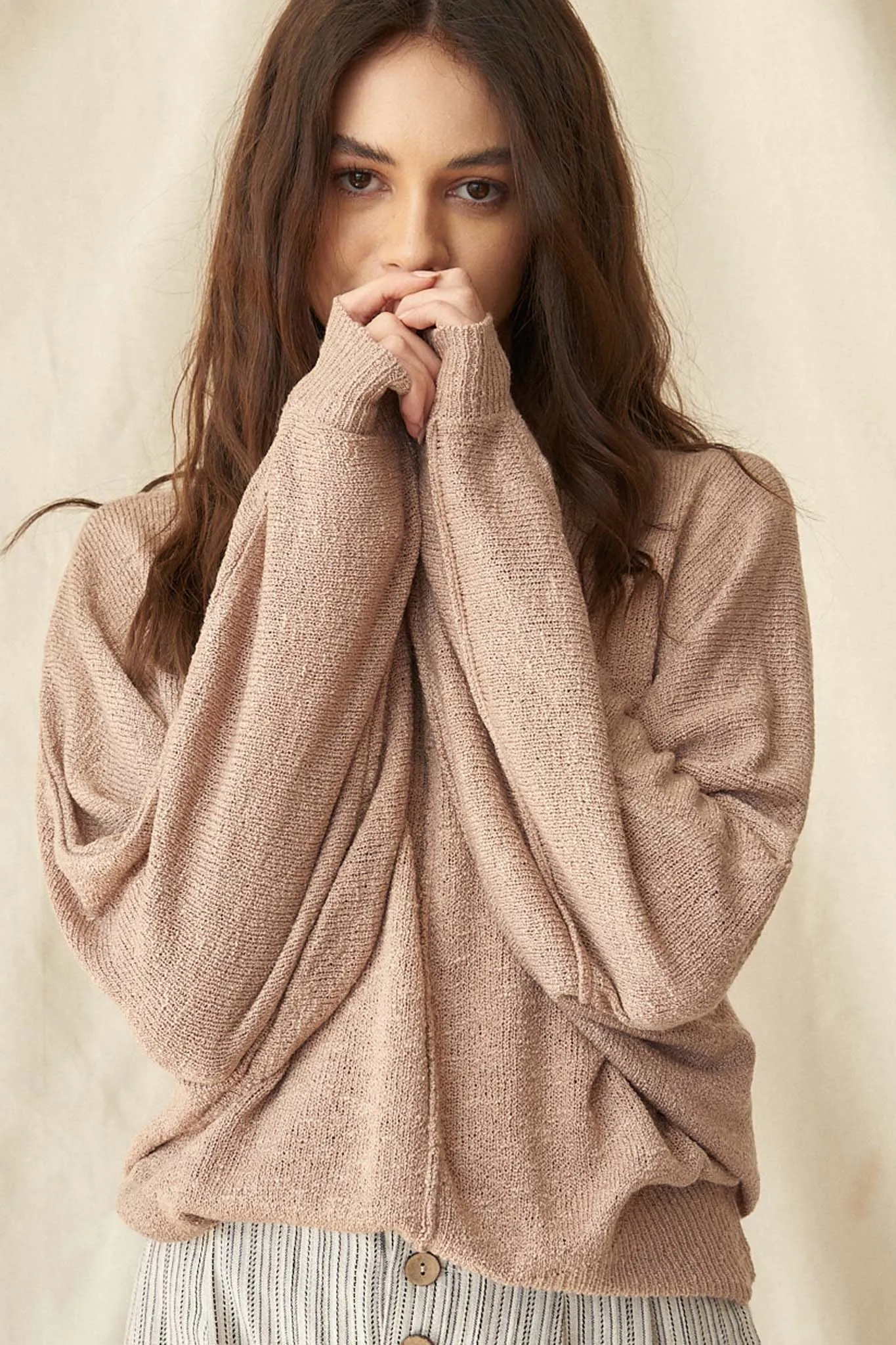 Body and Soul Exposed-Seam Dolman Sweater