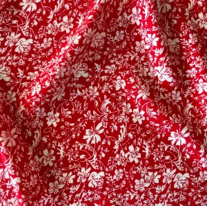 Carmine & White Ditzy Flowers Rayon Challis (Made in Italy)