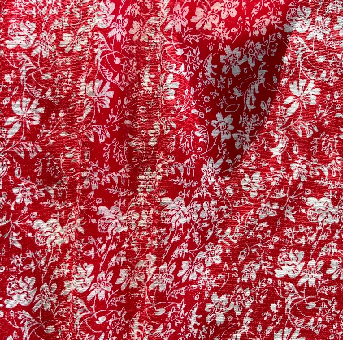 Carmine & White Ditzy Flowers Rayon Challis (Made in Italy)