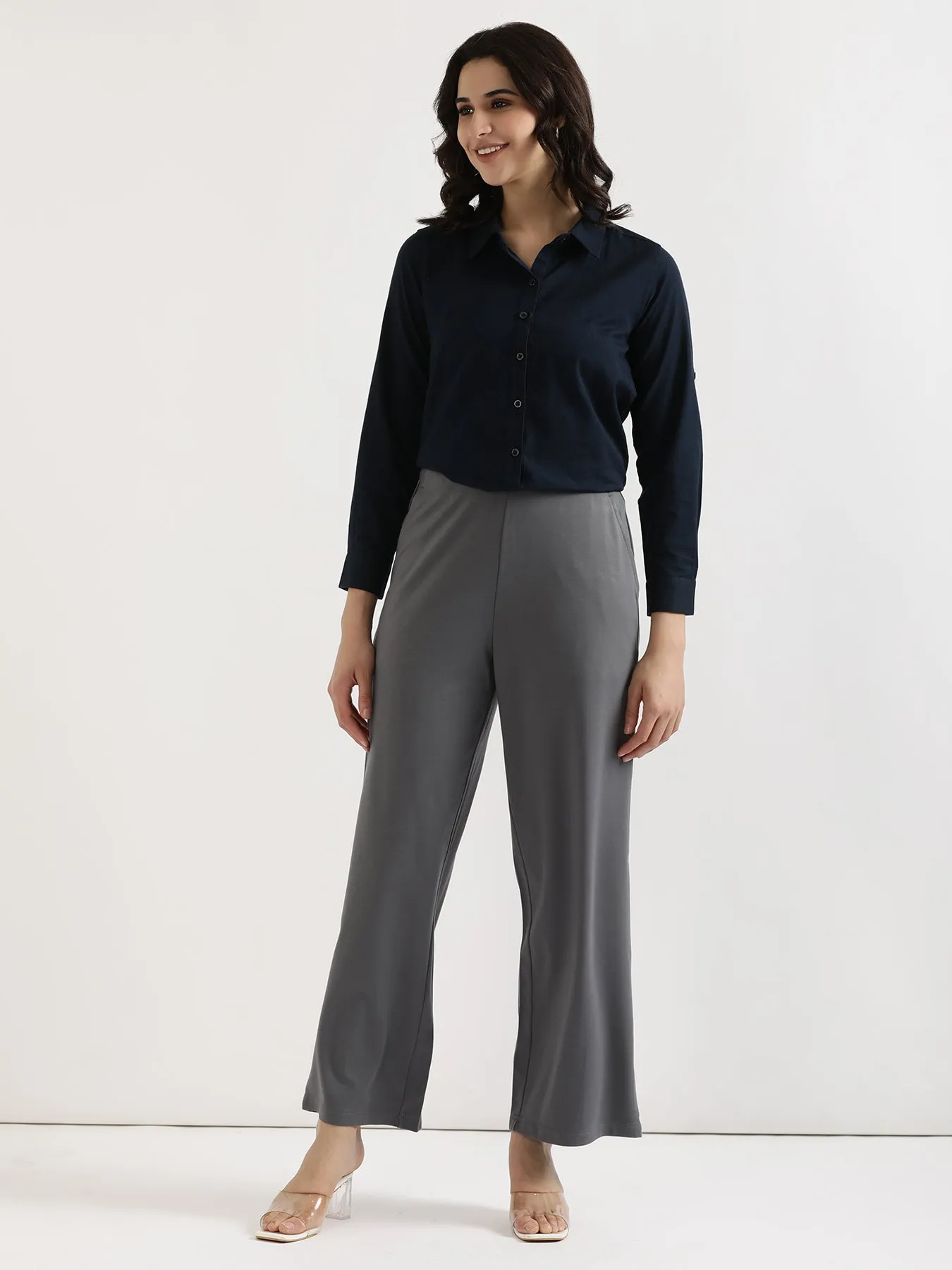 Cement Grey Wide Leg Pants