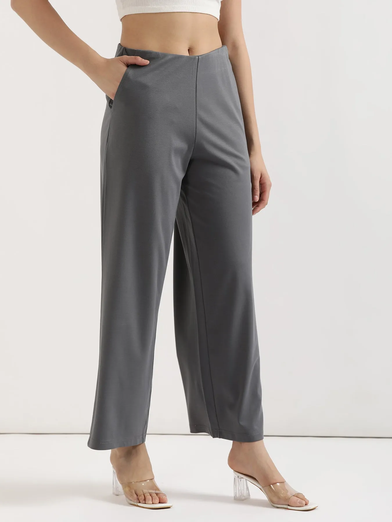 Cement Grey Wide Leg Pants