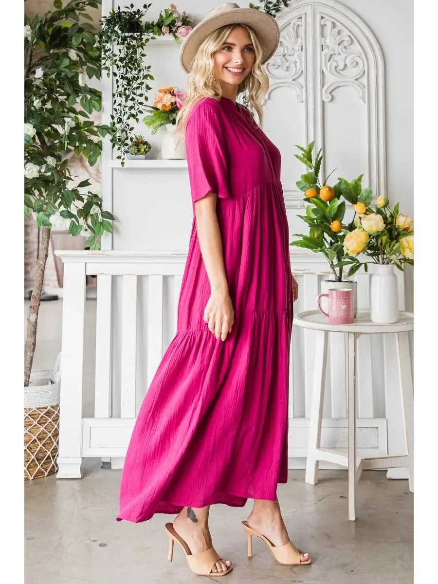 Collar Tiered Maxi Dress