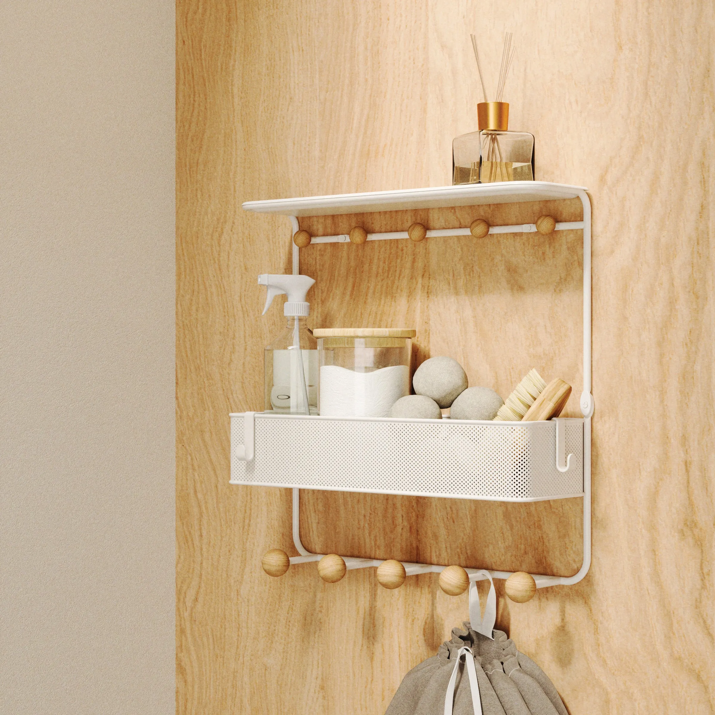 Estique Shelf With Hooks