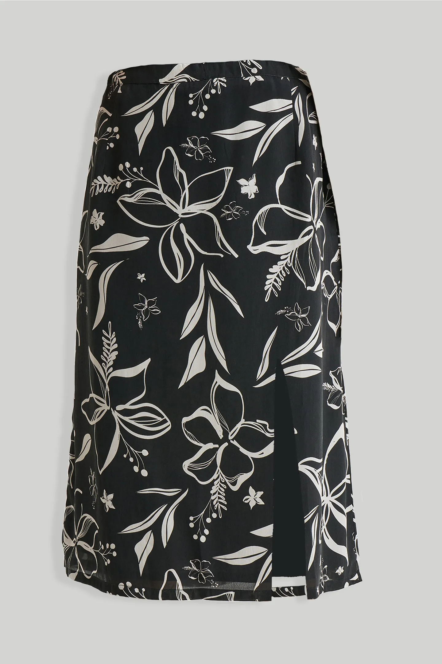 Floral Skirt with Front Slit