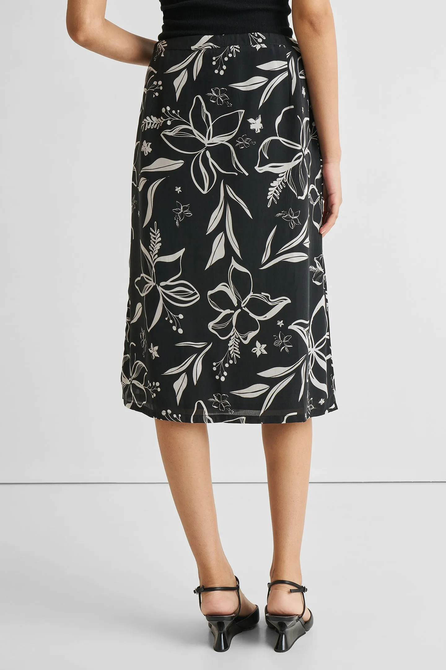 Floral Skirt with Front Slit