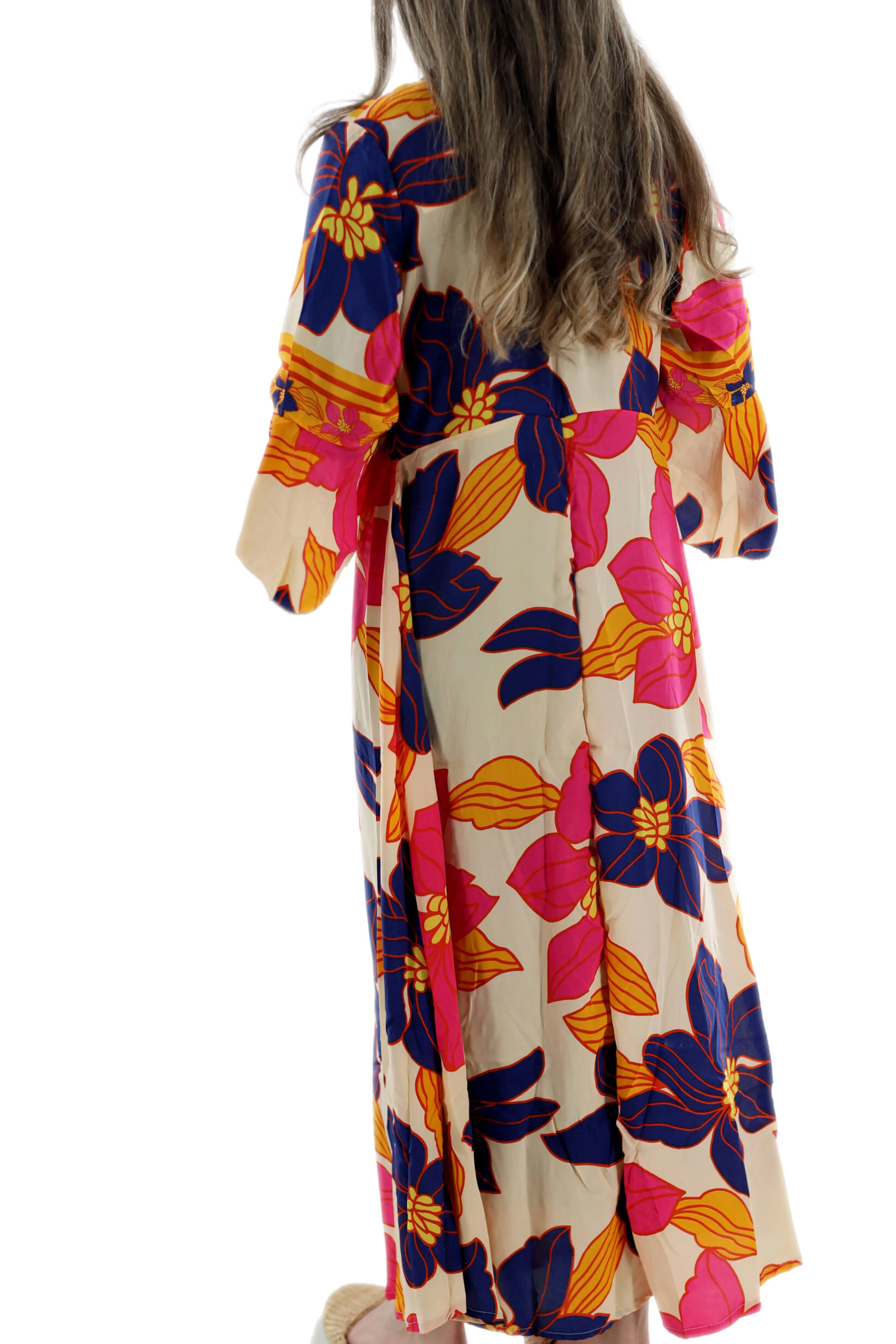 Flowy "Adriana" Maxi Dress Beige Multi