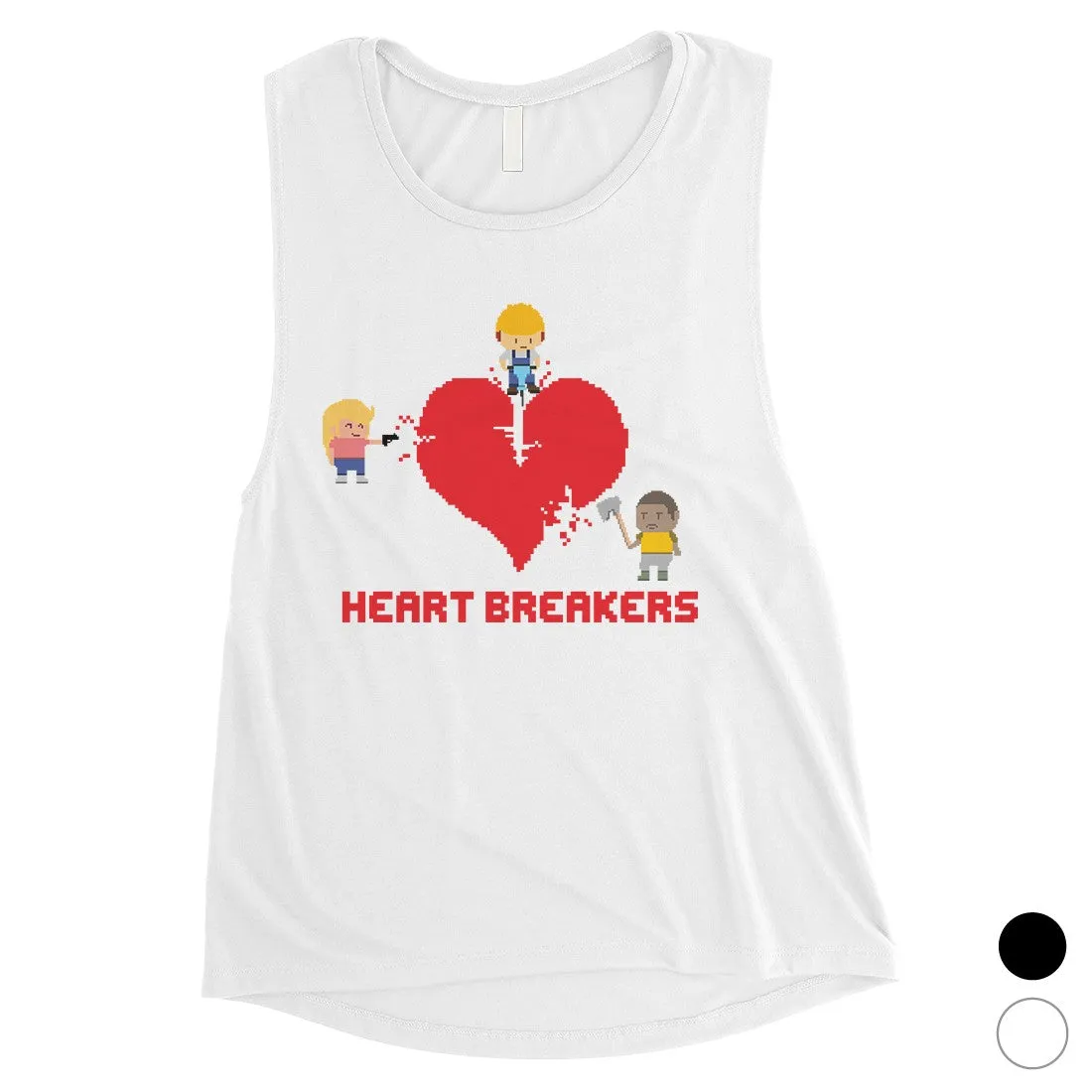 Heart Breakers Womens Cute Graphic Gym Muscle Shirt Gift For Her