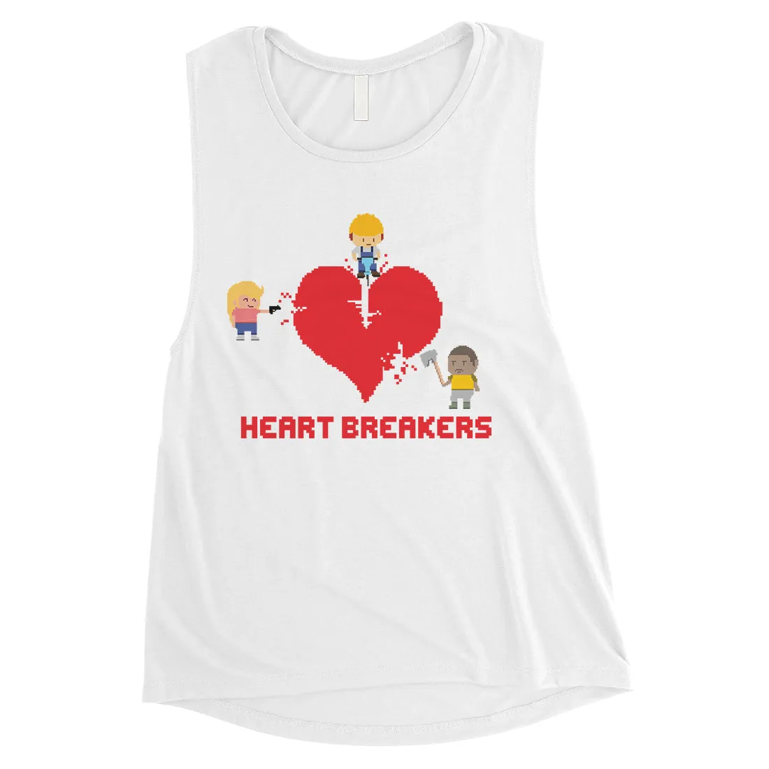 Heart Breakers Womens Cute Graphic Gym Muscle Shirt Gift For Her