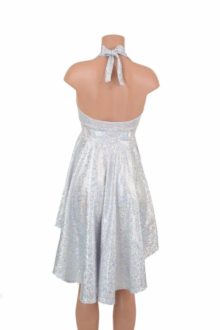 Hi Lo Silvery White Halter Dress