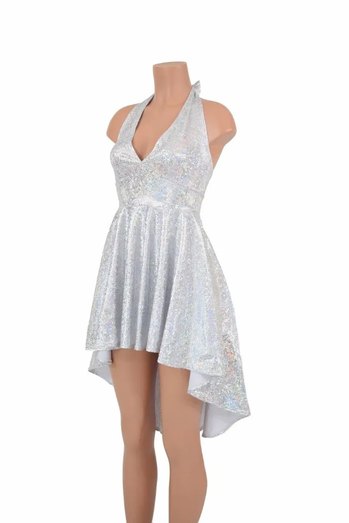 Hi Lo Silvery White Halter Dress