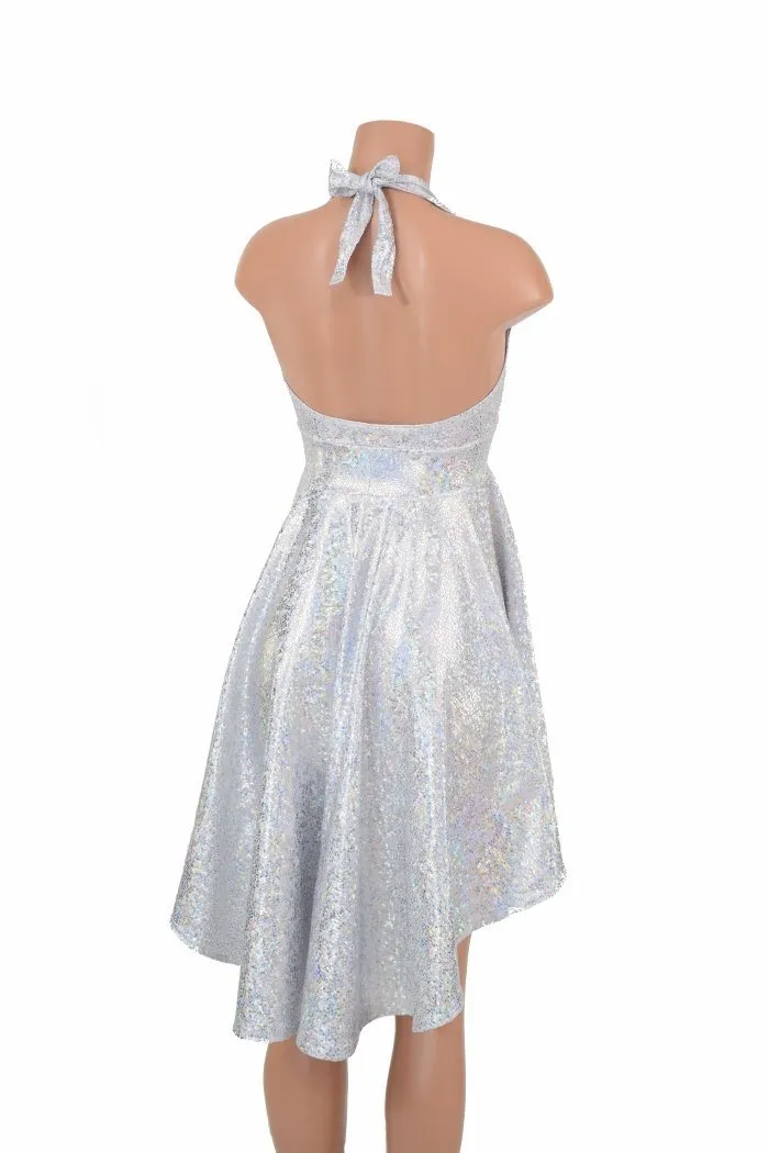 Hi Lo Silvery White Halter Dress