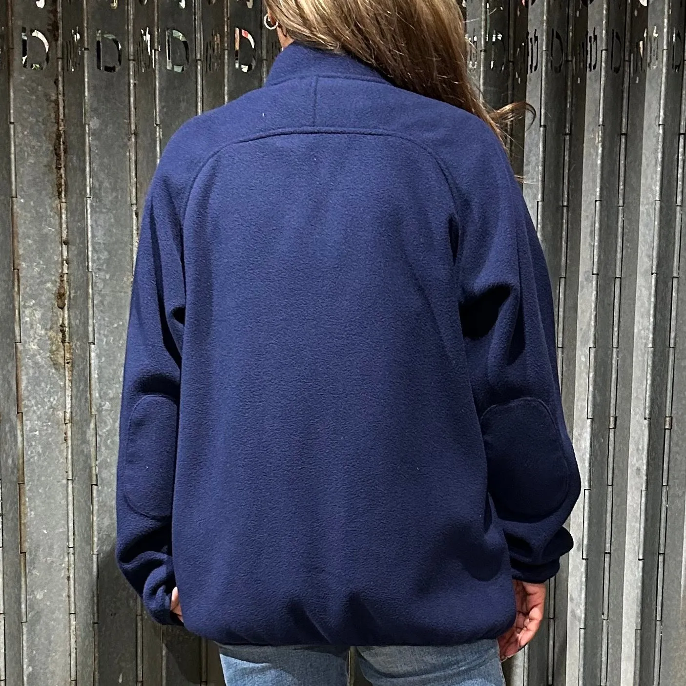 Knot Button Fleece Jacket, Navy Blue