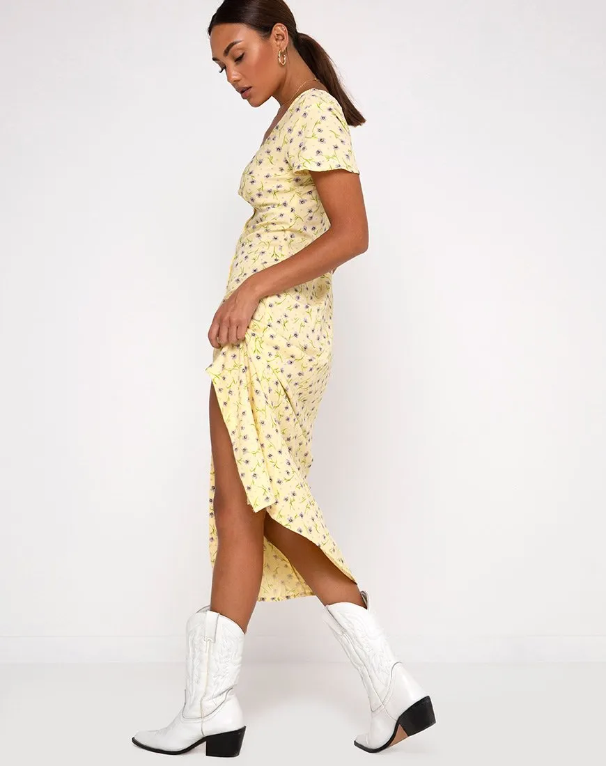 Larin Midi Dress in Wild Flower Lemon Drop