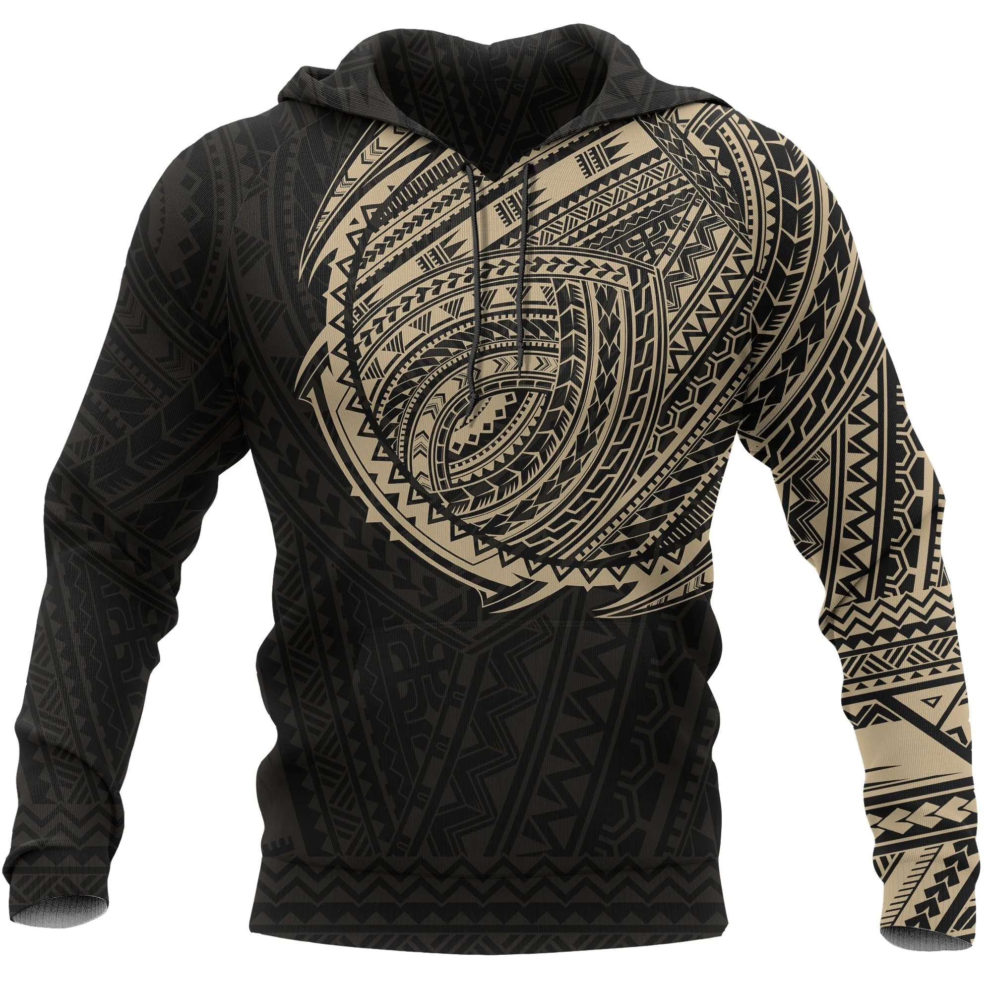 Maori Style Tattoo Pullover Hoodie - Gold A7