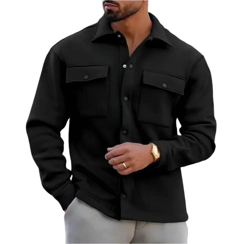 Men's Lapel Single Breasted Solid Color Jacket