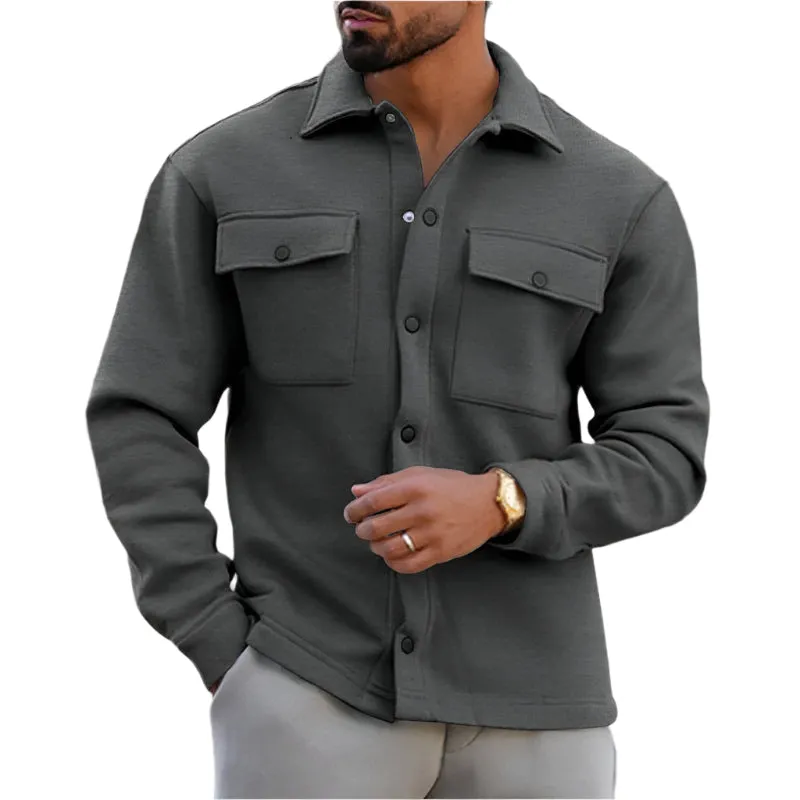 Men's Lapel Single Breasted Solid Color Jacket