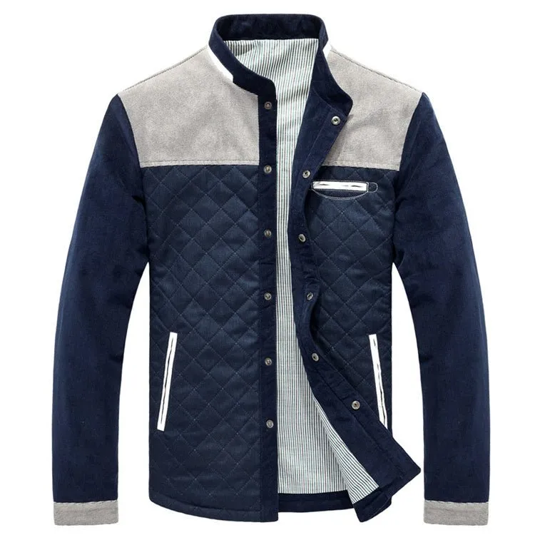 Men's Slim Fit Casual Solid Patchwork Jacket