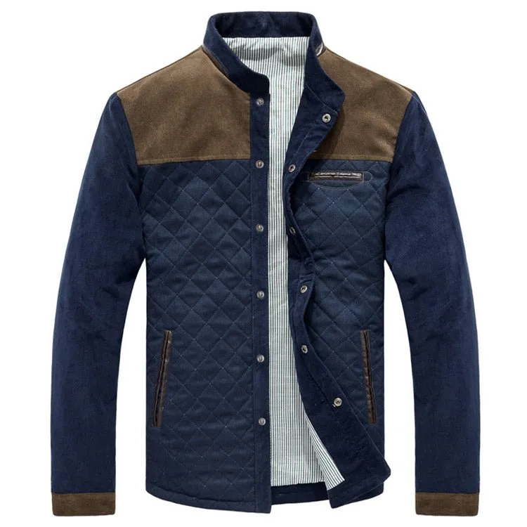 Men's Slim Fit Casual Solid Patchwork Jacket