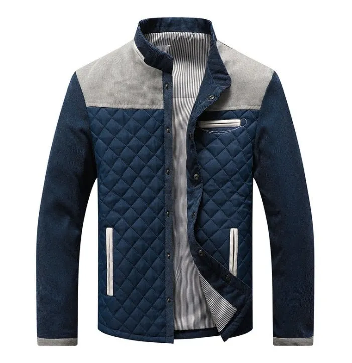 Men's Slim Fit Casual Solid Patchwork Jacket