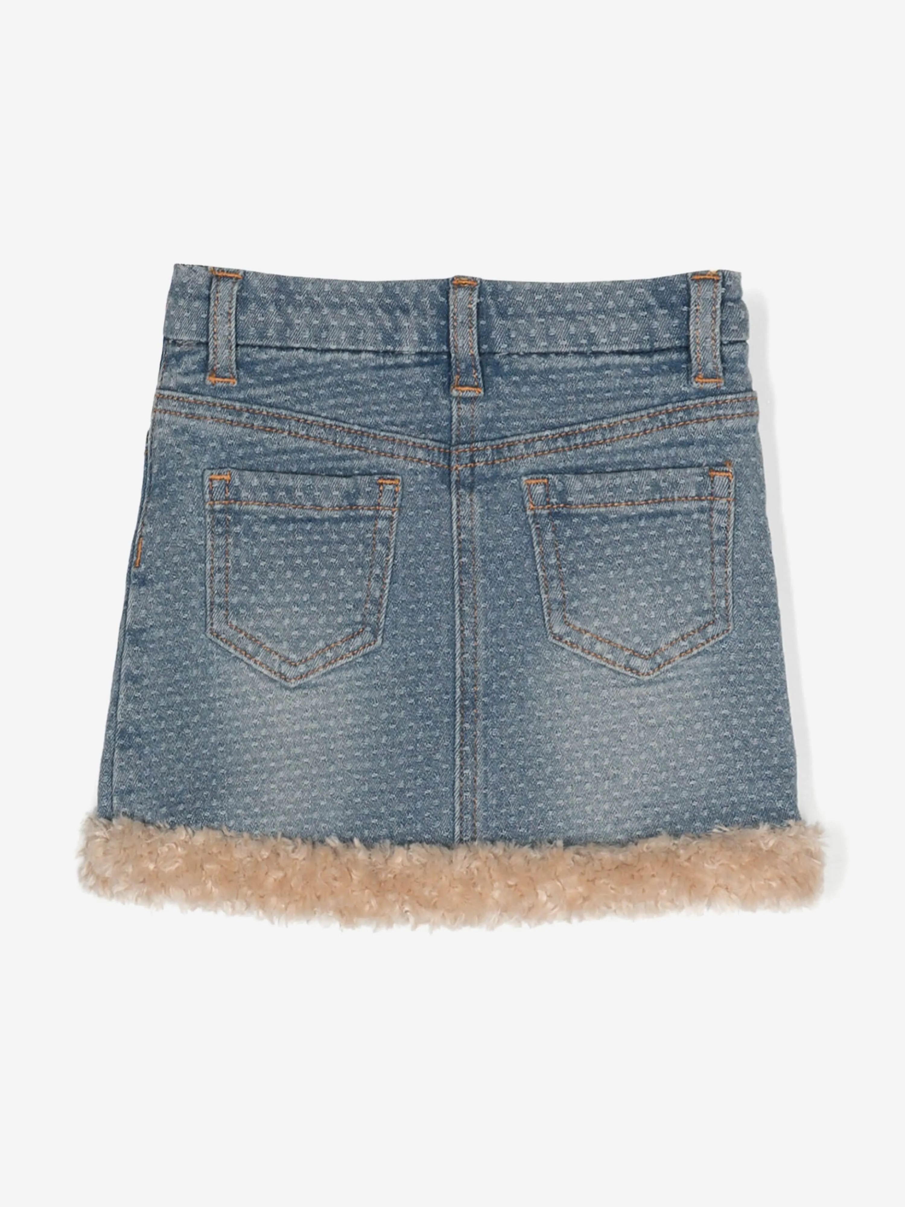 Monnalisa Baby Girls Bear Denim Skirt in Blue