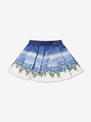 Monnalisa Girls Floral Faded Skirt in Blue