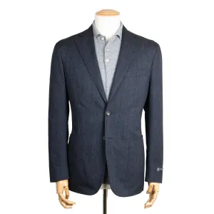 Navy Denim Unlined Cotton Stretch Blazer