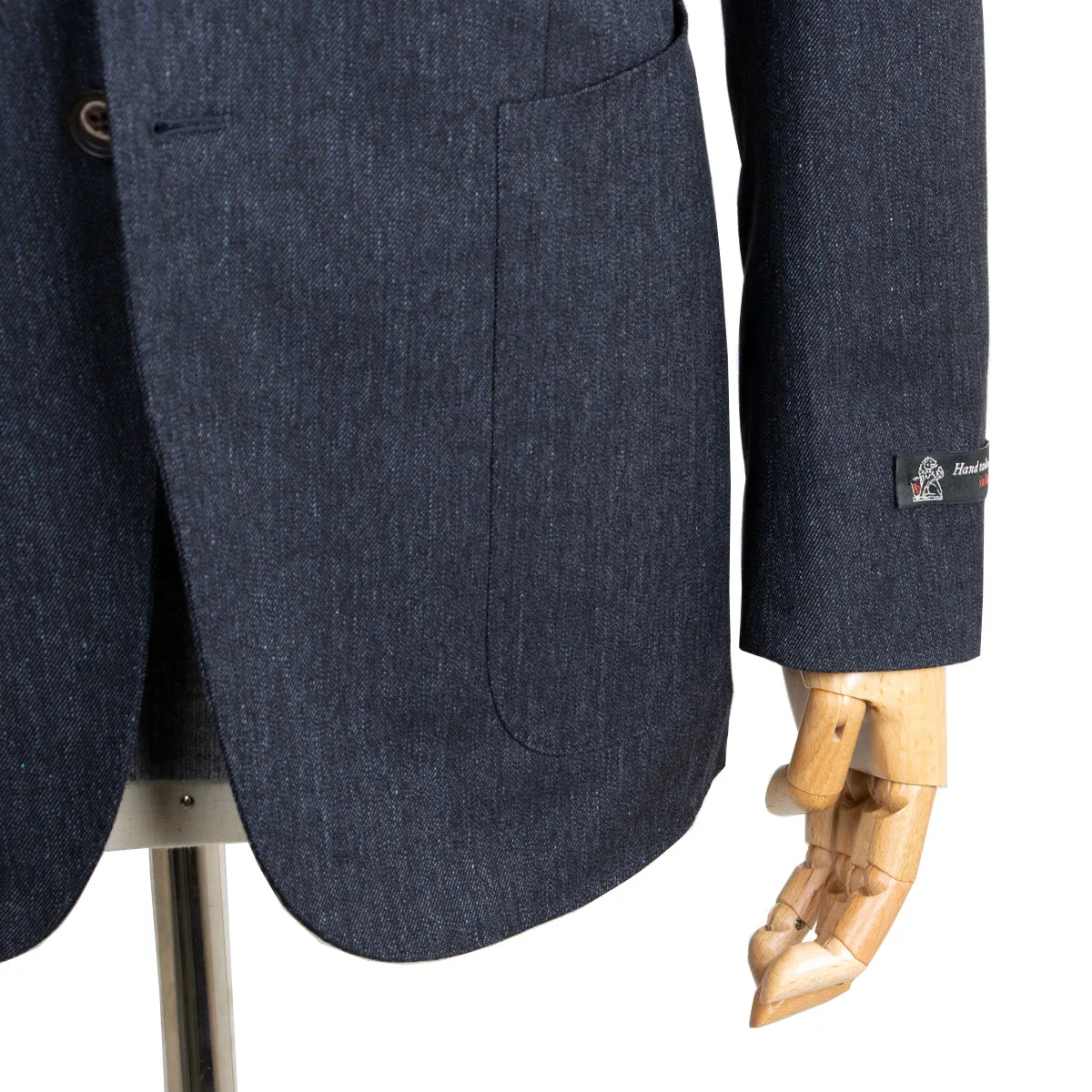 Navy Denim Unlined Cotton Stretch Blazer