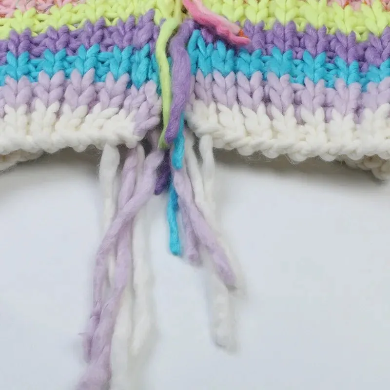 Pre Order:  Rainbow Stripes Tassels Knit Sweater