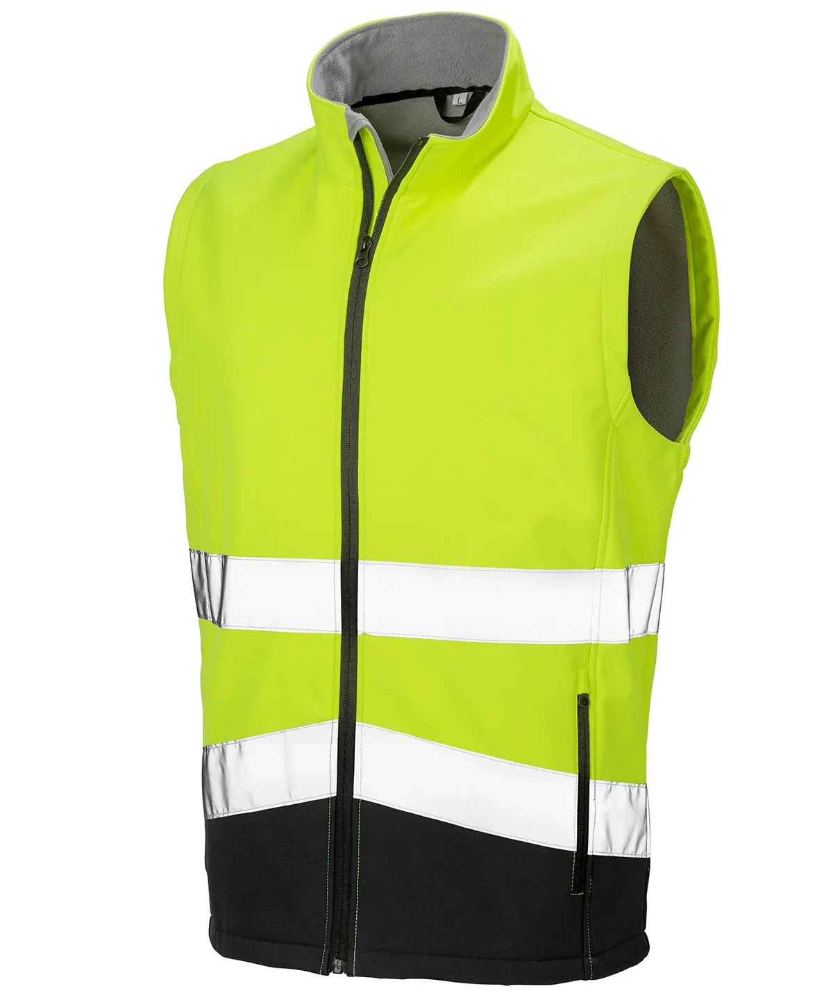 Printable safety softshell gilet | Fluorescent Yellow/Black