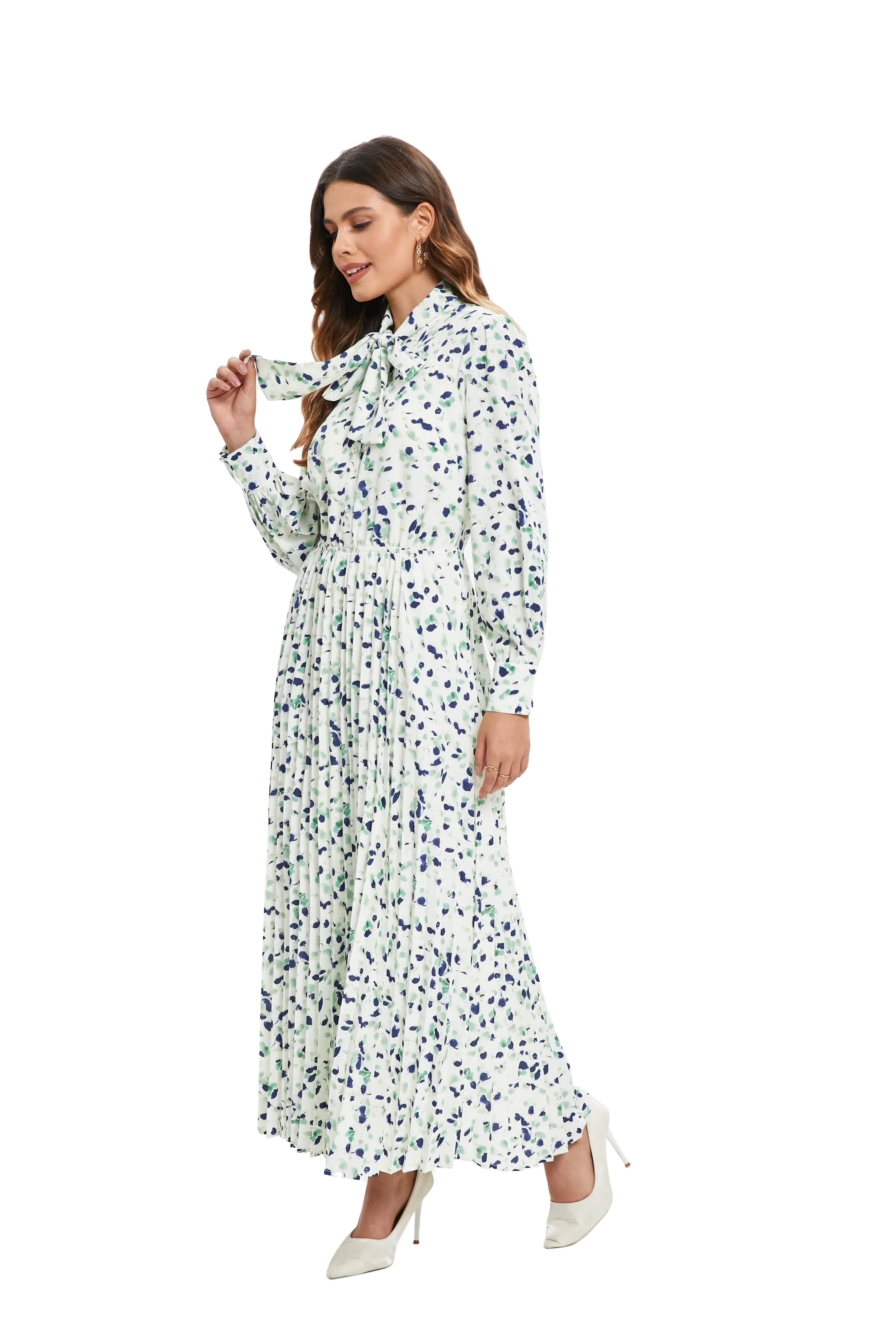 Sage Blossom Flowy Midi Dress