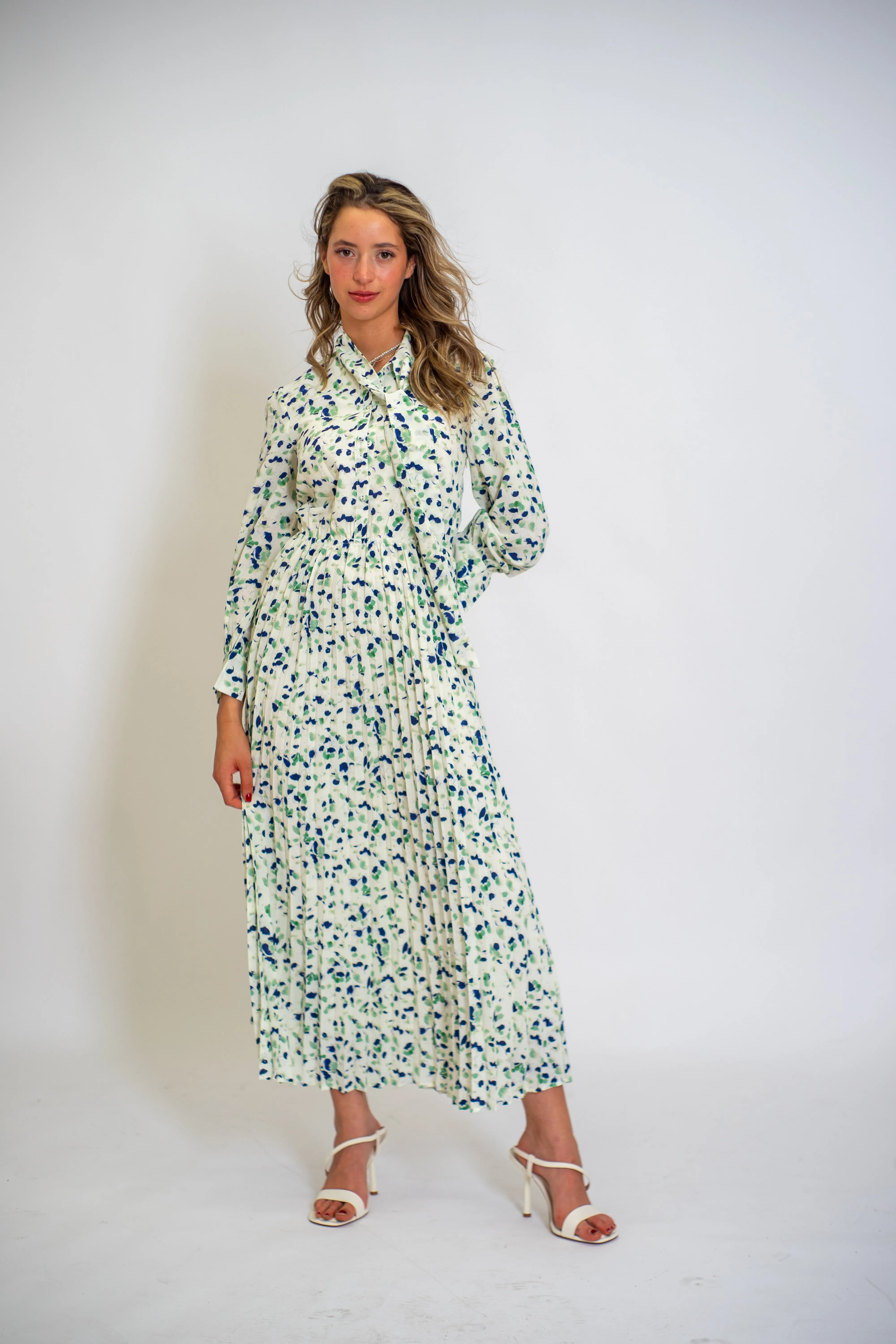 Sage Blossom Flowy Midi Dress