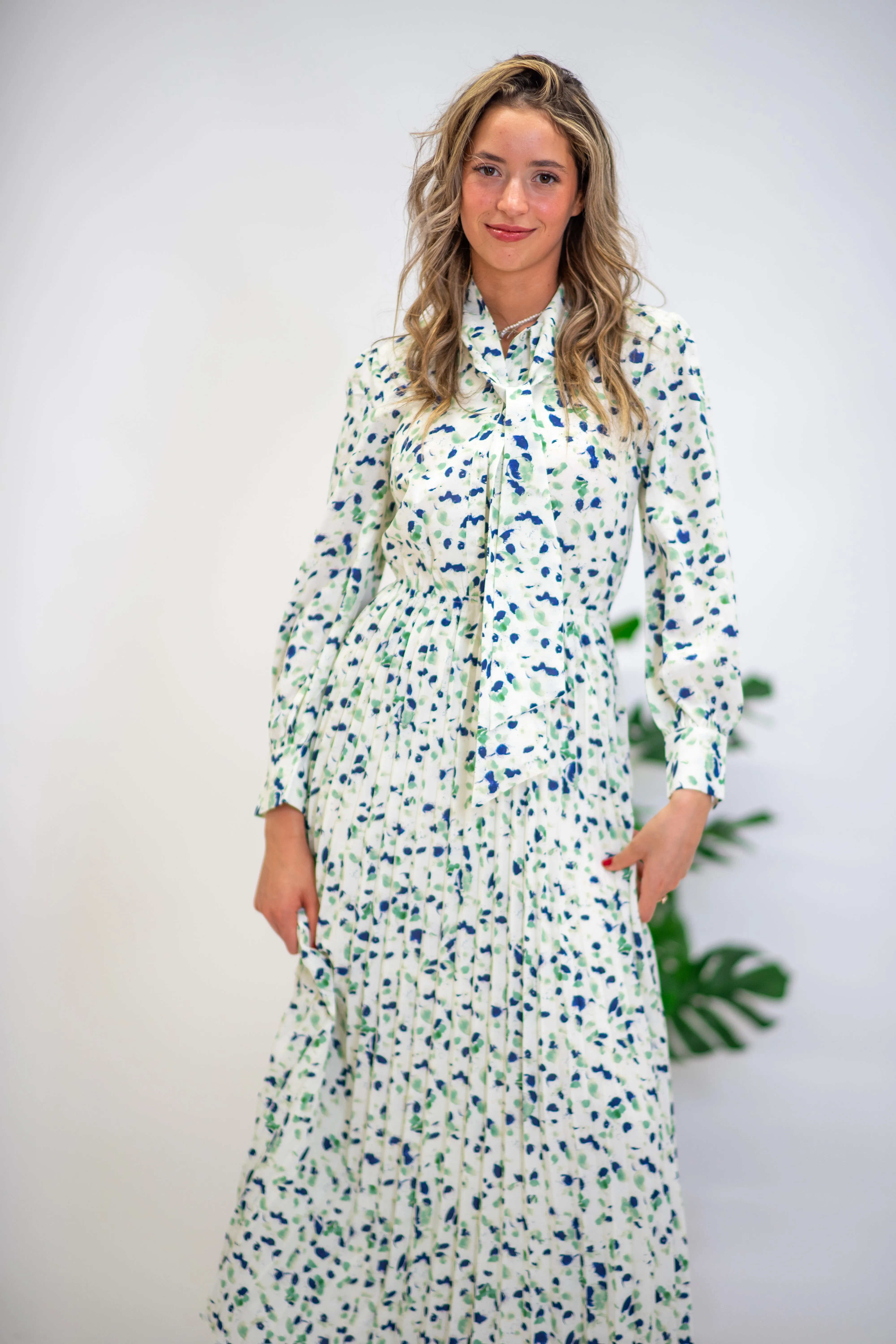 Sage Blossom Flowy Midi Dress