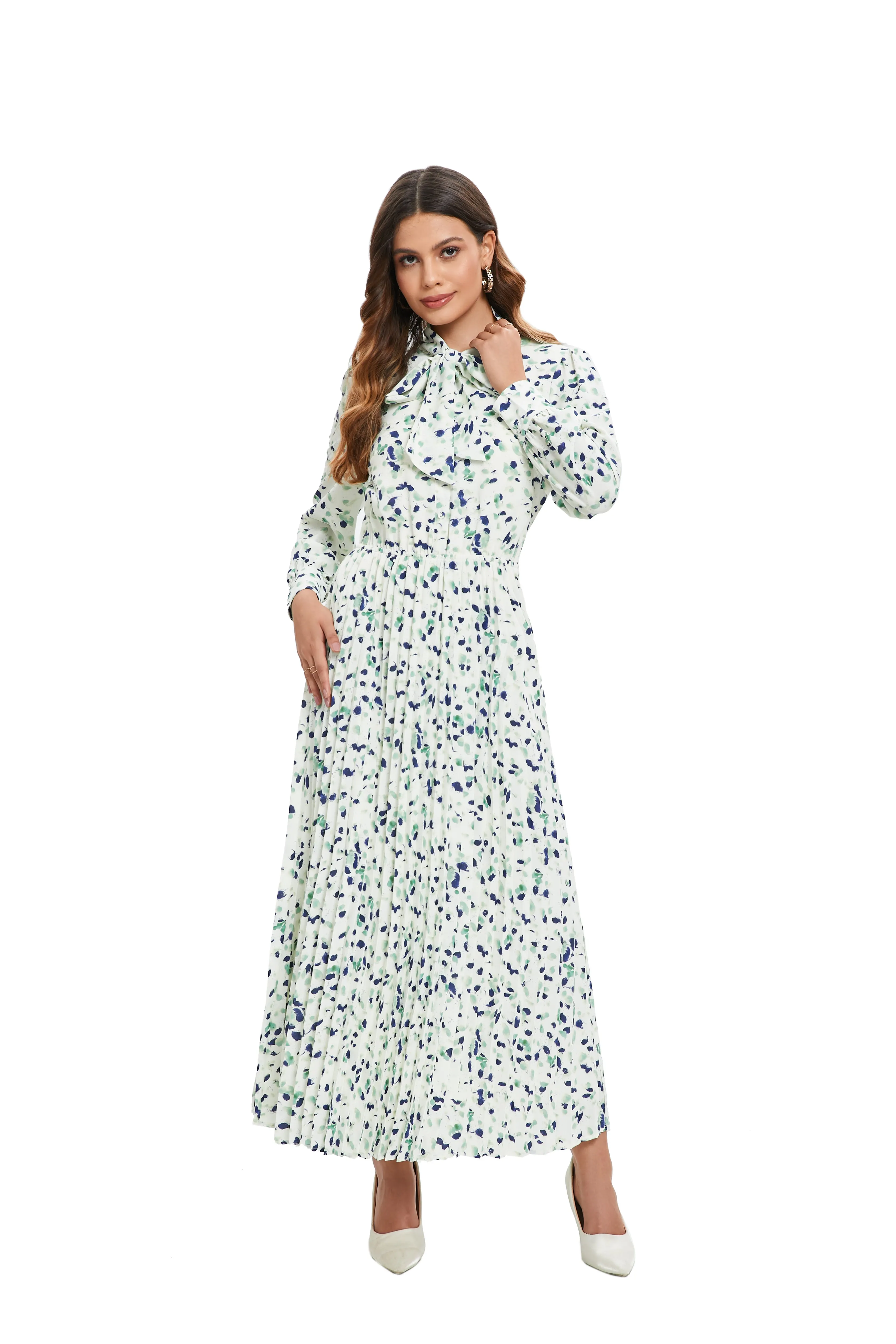 Sage Blossom Flowy Midi Dress