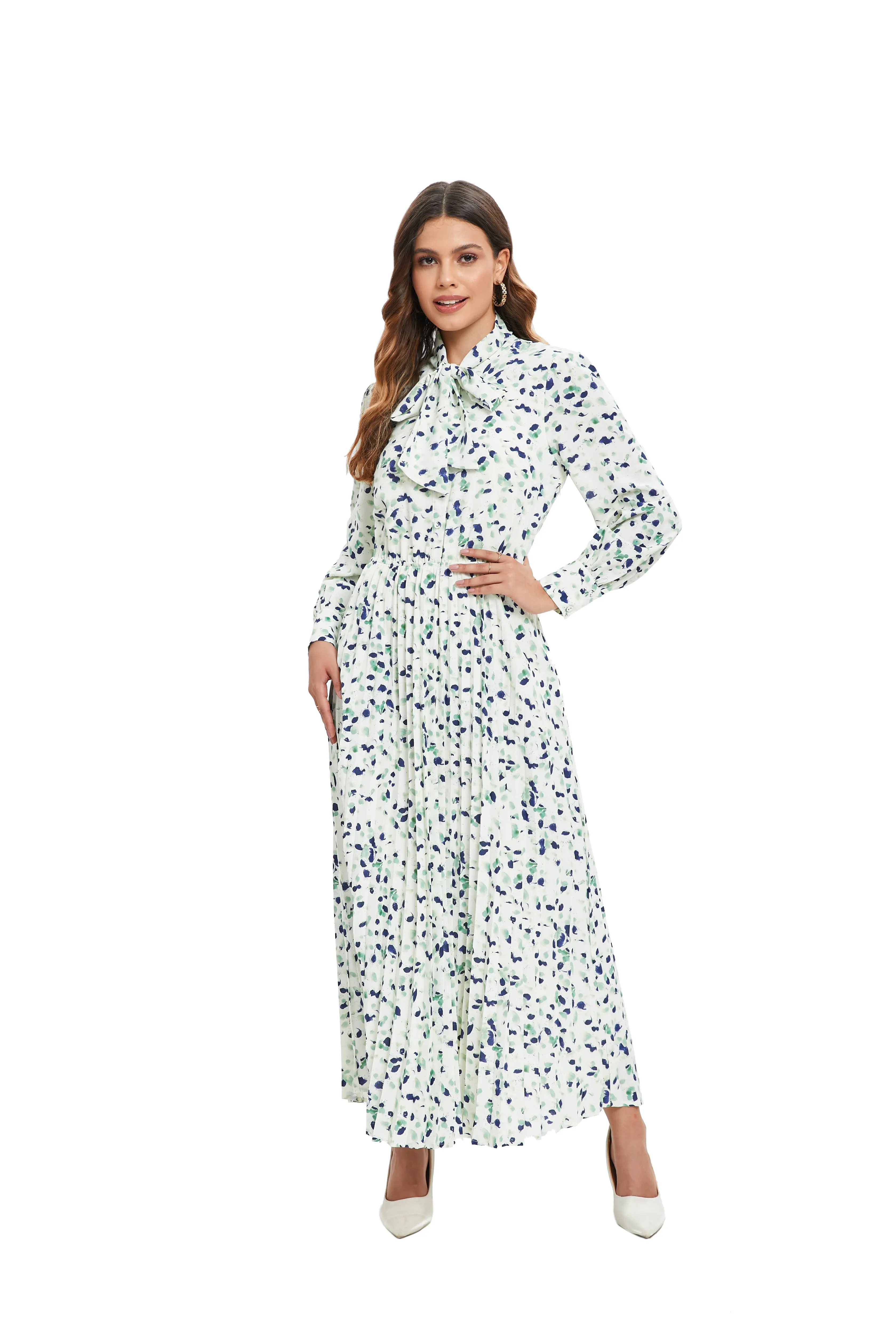 Sage Blossom Flowy Midi Dress