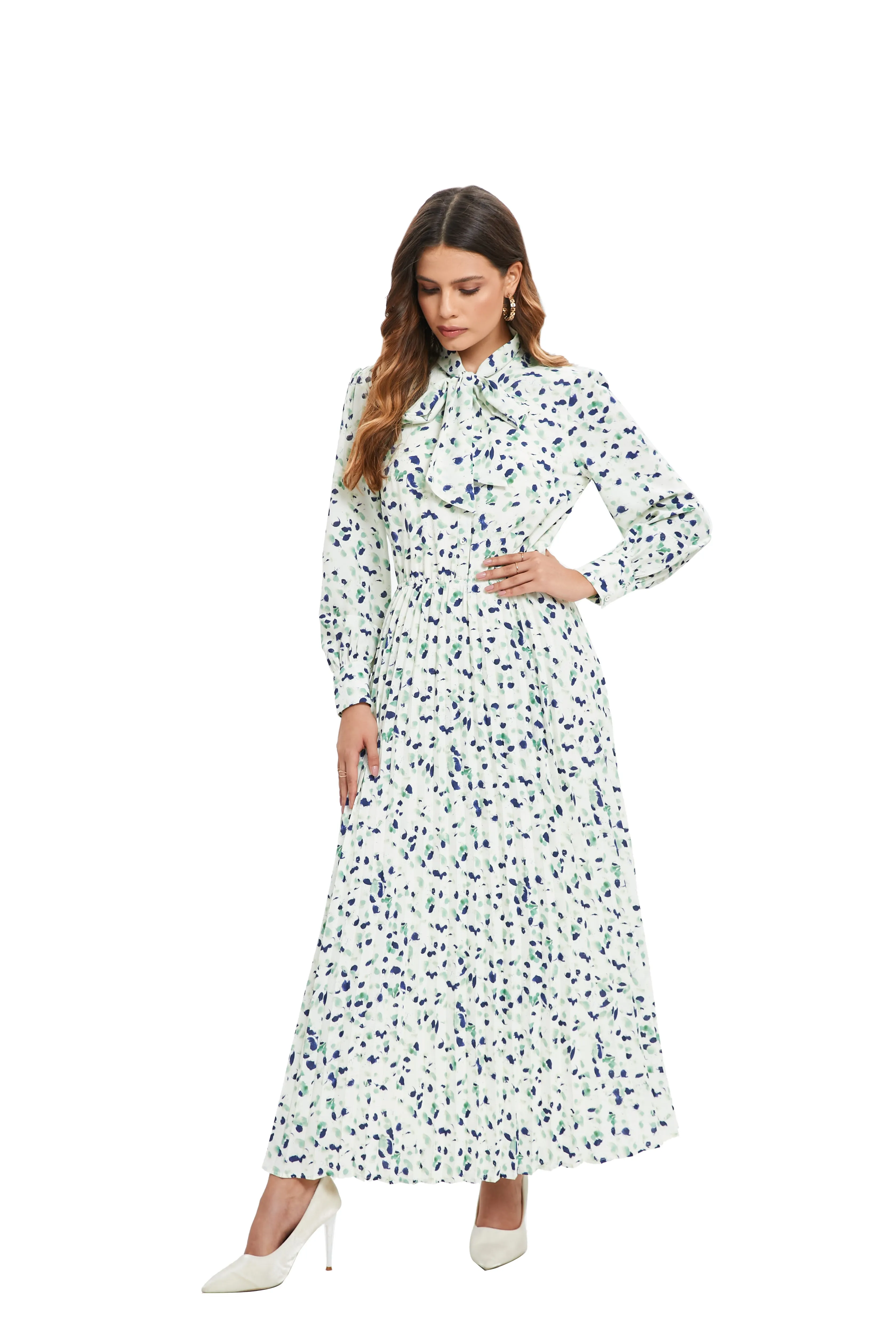 Sage Blossom Flowy Midi Dress