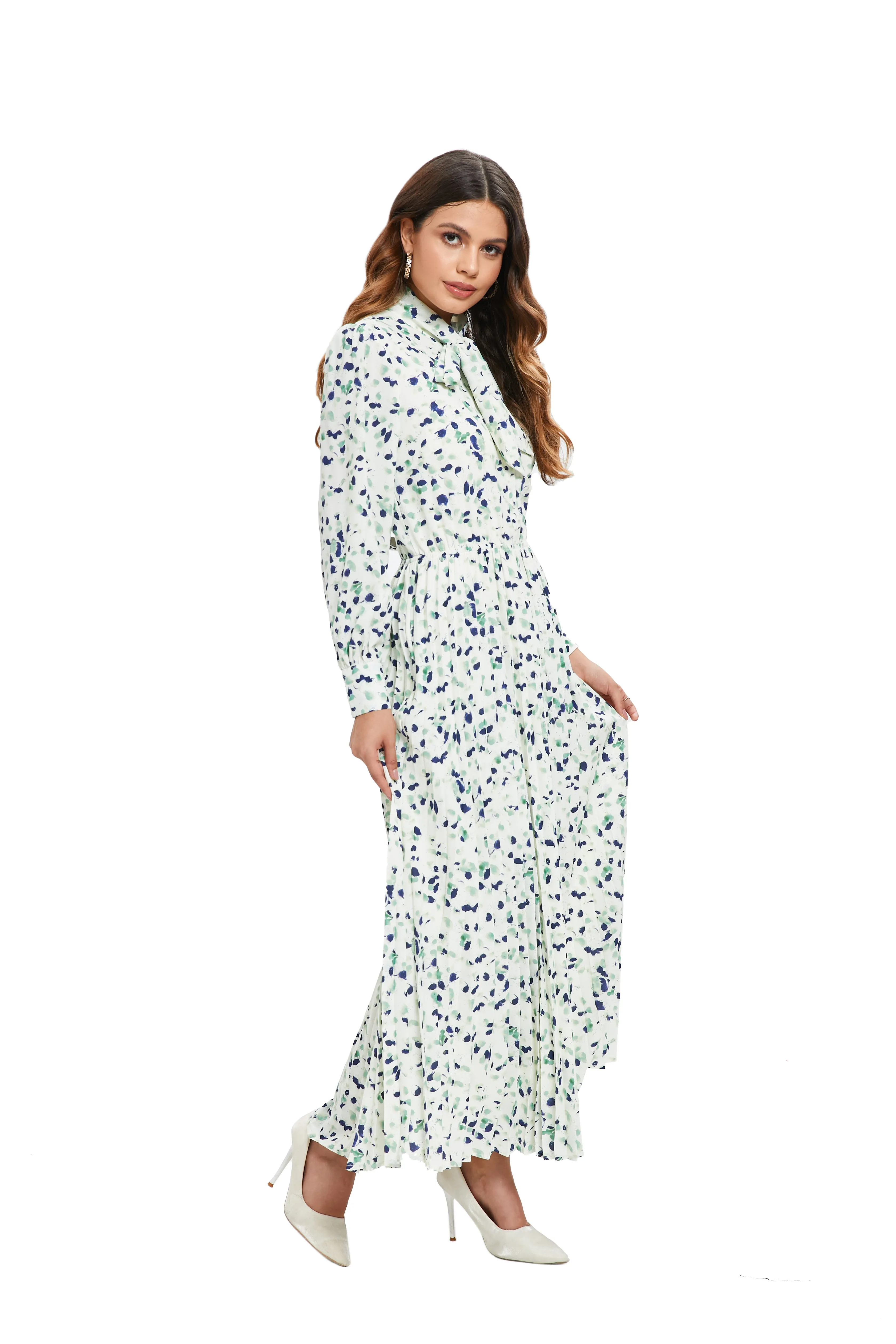 Sage Blossom Flowy Midi Dress