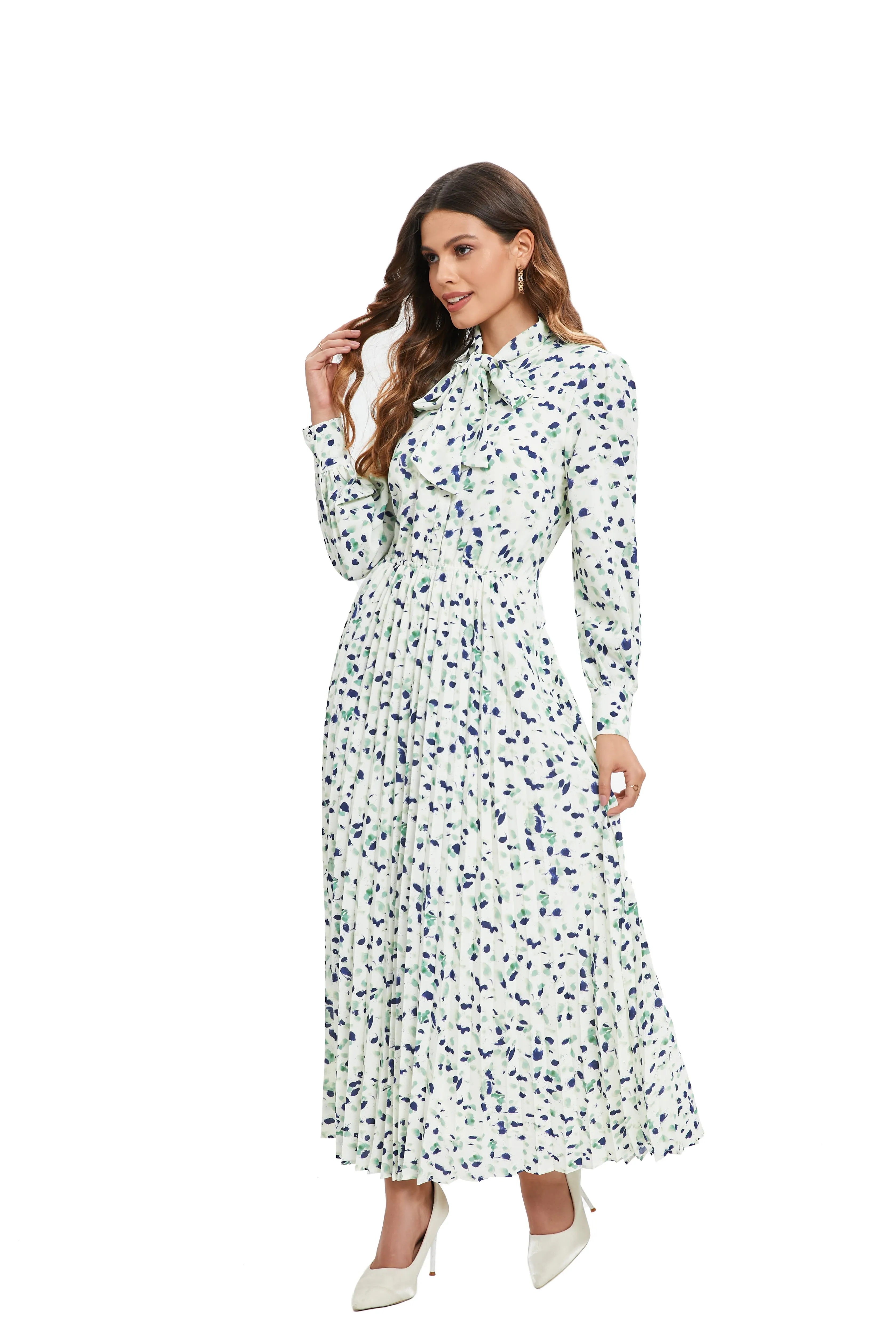 Sage Blossom Flowy Midi Dress