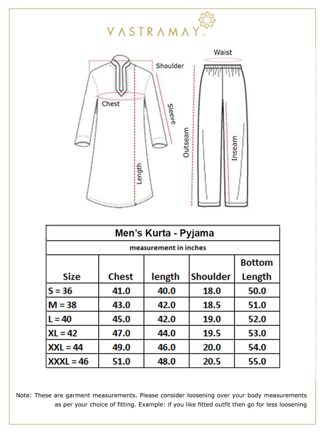 VASTRAMAY Men's Red Woven Kurta Pyjama