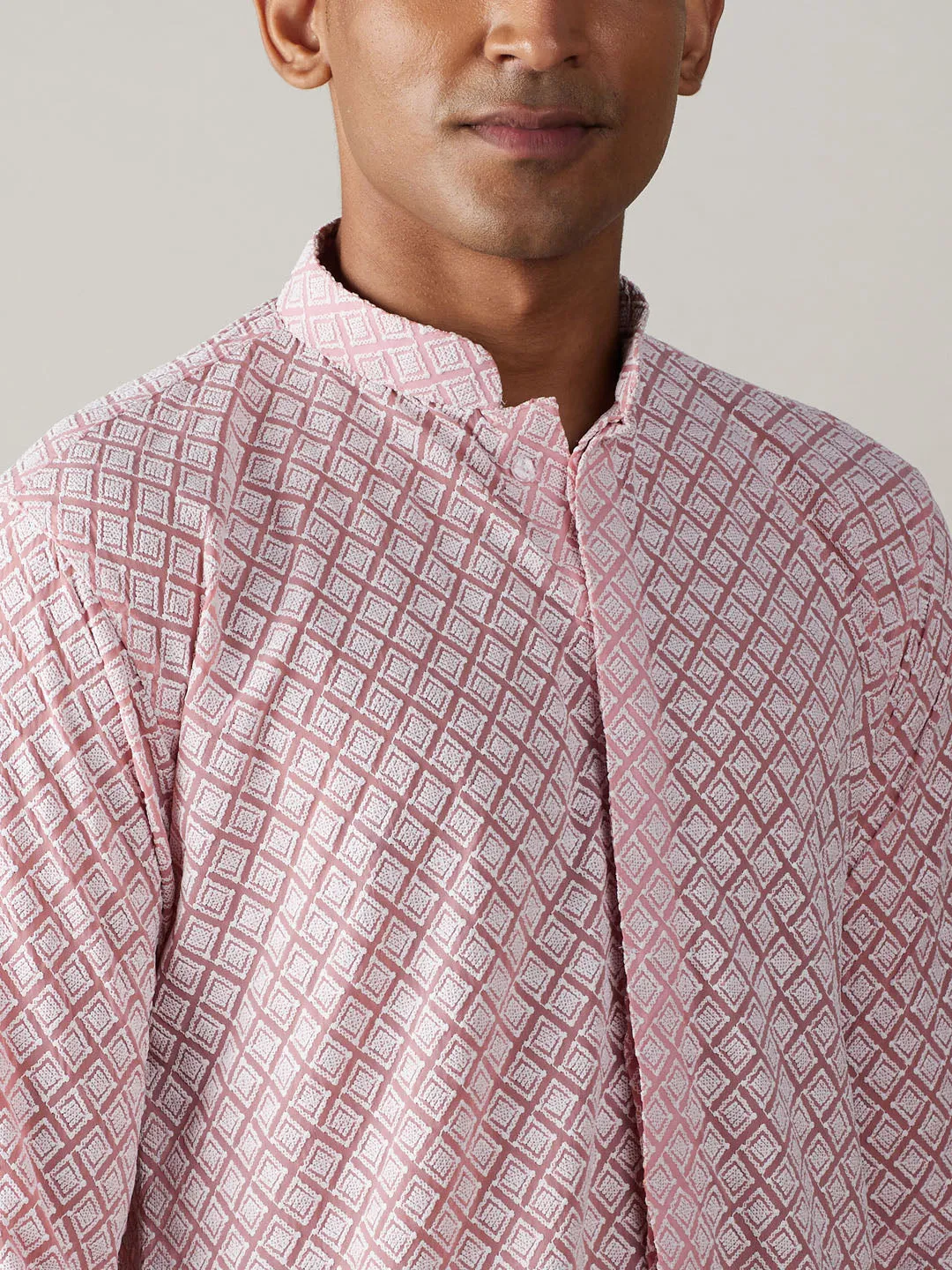 VASTRAMAY Pink Chikankari Kurta Set