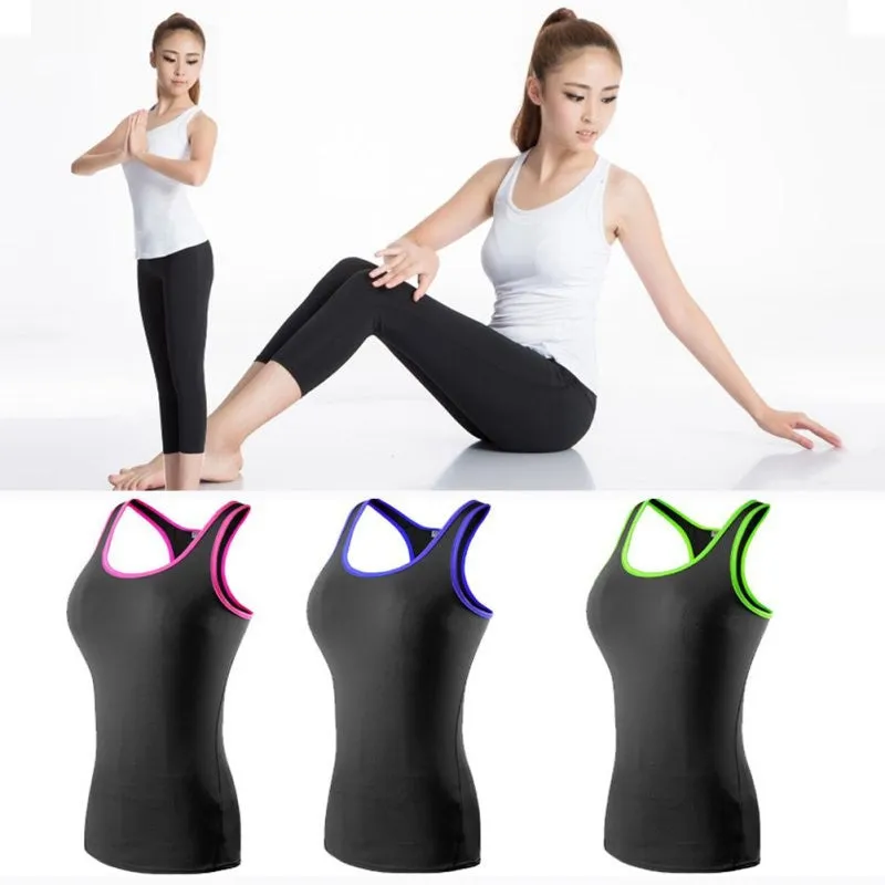 Women Sports Tights Running Yoga Fitness Vest Tee