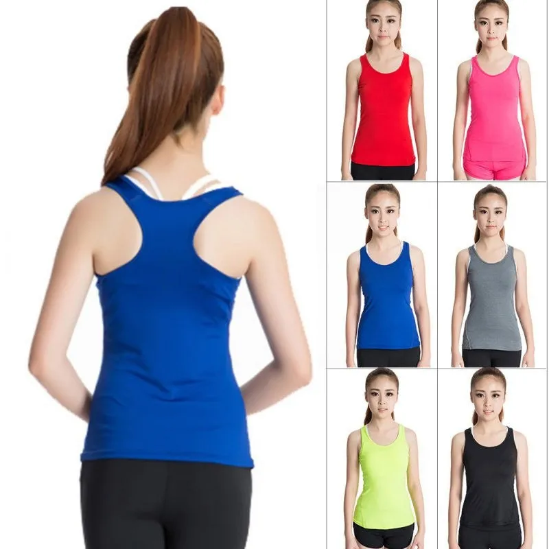 Women Sports Tights Running Yoga Fitness Vest Tee